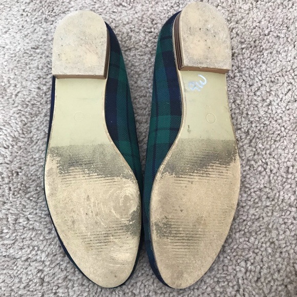 Navy and Green Plaid Ballet Flats - Picture 5 of 6